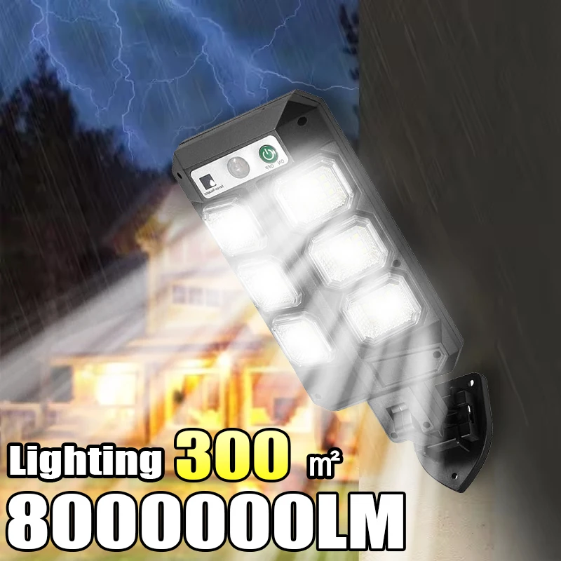 

8000000LM Solar LED Light Outdoor with Motion Sensor 3 Modes External Solar Lamp Outdoor Solar Spotlights Security Lighting IP65