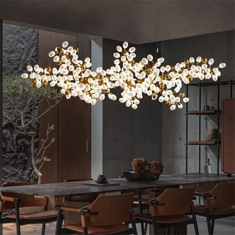 Gold Grape Luxury Chandeliers Design Glass Pendant Lights Nordic Dining Living Room Lustre Kitchen Hanging Light Pendant Lamps
