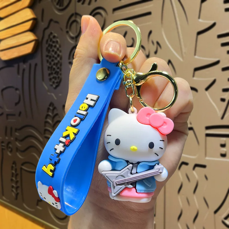 Sanrio Melody Kuromi Hello Kitty Cinnamoroll Soft Rubber KT Cat Keychain Car Bag Pendant Keyring Birthday Jewelry Holiday Gifts