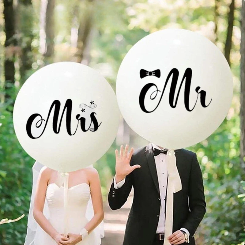 

Super Big 36inch Mr Mrs White Latex Balloons for Wedding Party Groom Bridal Bride To Be Engaged Air Globos Love Party Supplies