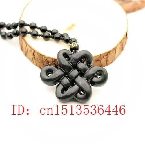 الجوف خارج على الوجهين منحوتة الصينية عقدة اليشم قلادة الطبيعية الأسود الأخضر والأبيض قلادة سحر المجوهرات تميمة الهدايا