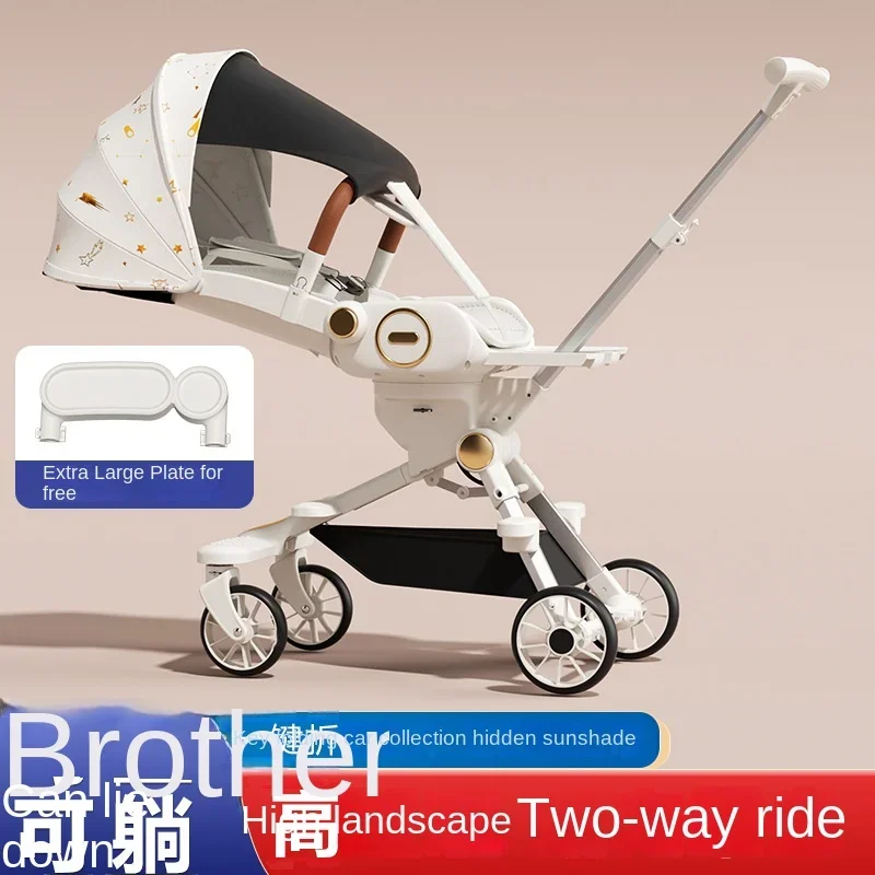 Two-way Swivel Stroller Lightweight High Landscape Foldable Newborn Stroller Four-wheel Shock-absorbing Adjustable Baby Stroller