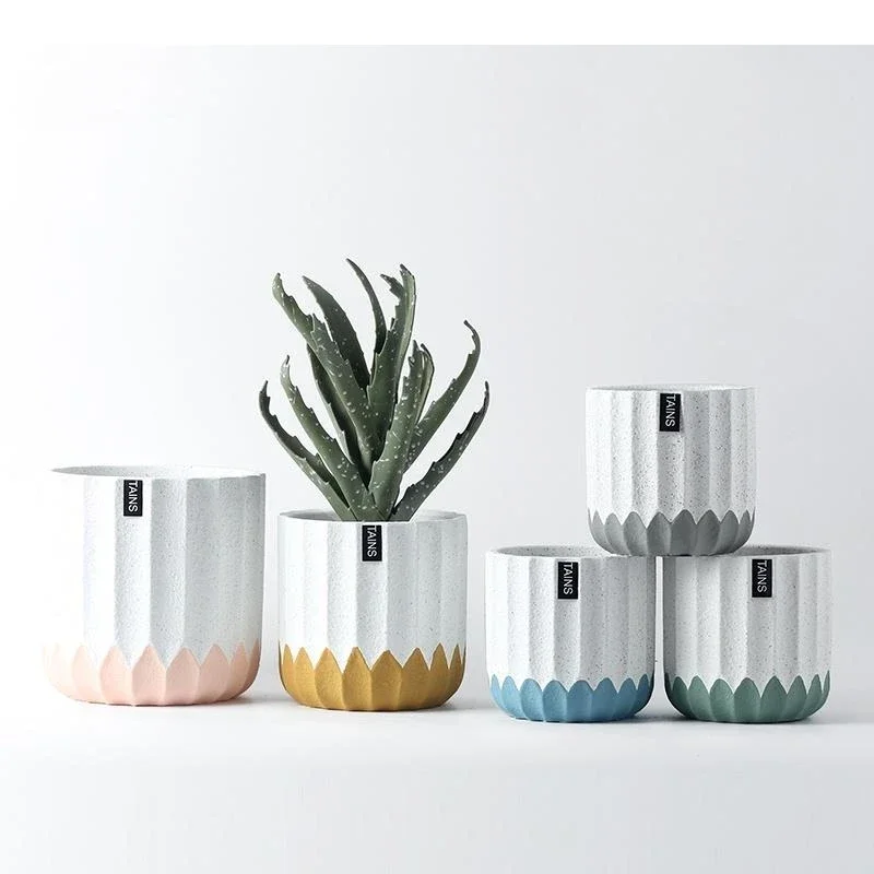 European Style Frosted Cement Flowerpot Gardening Decoration Green Plants Succulents Vase Garden Outdoor