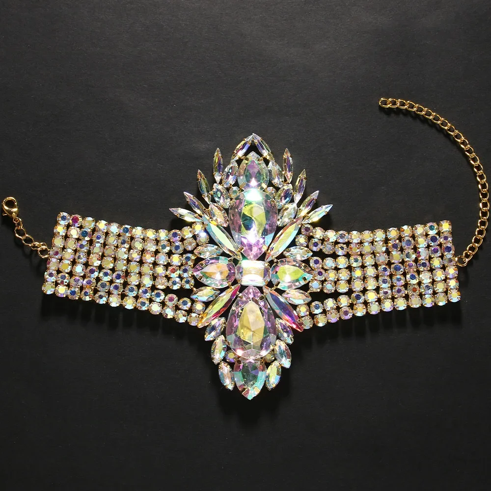 Exaggerated Bracelet for Women Girl Charm Y2k Rhinestone Club Dance Fashion 2024 Queen Party Jewelry Gift Decorations Party Gift