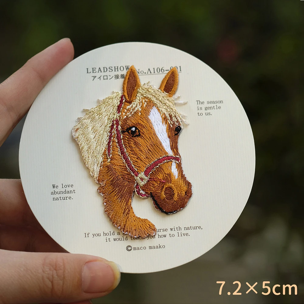 1 pezzo squisito cartone animato cavallo ferro su ricamo Patch Applique vestiti fai da te decorazione Patch imballaggio in cartone