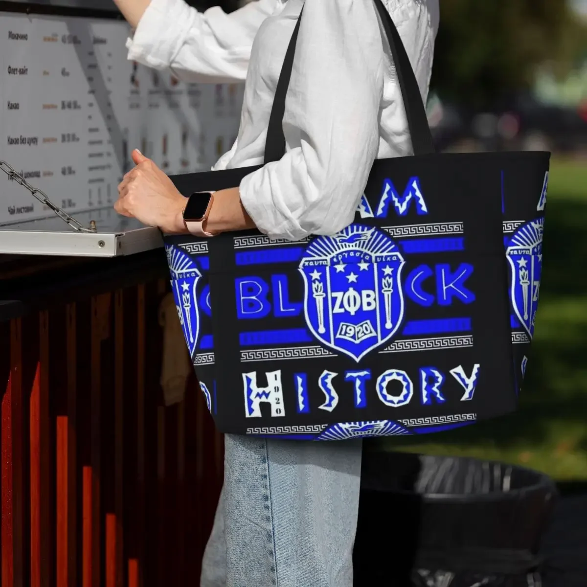 Zeta Phi Beta Greek Letter 1920 ZOB Beach Tote Bag Sport Gym Yoga Duffle Large Tote Bag Women Travel Bag Fitness bag