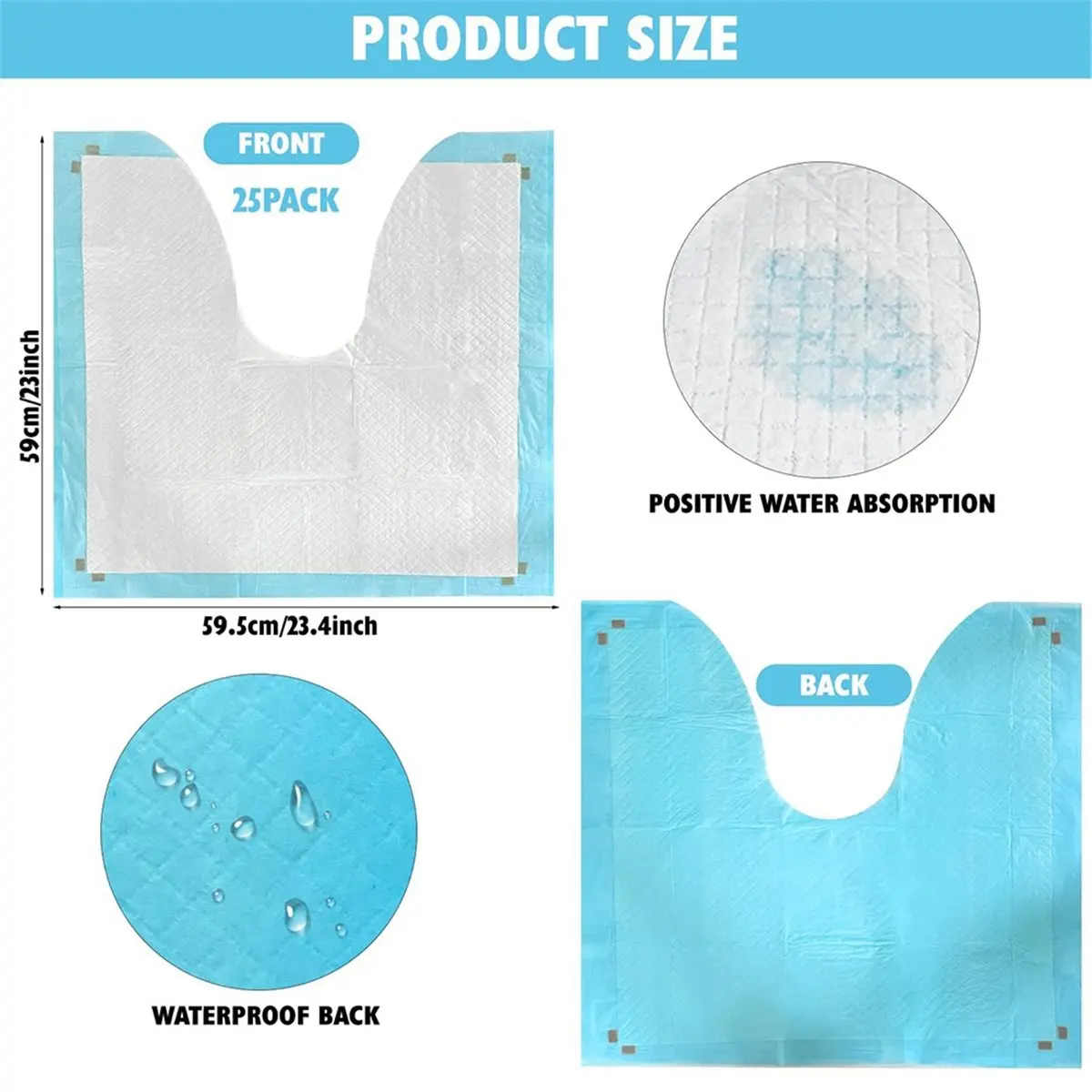 A75K 25 Pack Disposable Toilet Mats Absorbent Toilet Floor Protector From Urine U-Shape Toilet Training Rug Waterproof