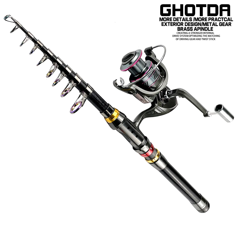 

Mini Telescopic Fishing Rod 1.8/2.1/2.4/2.7/3.0/3.6M with 5.2:1 High Speed Spinning Reel Maximum Resistance 8KG Fishing Comob