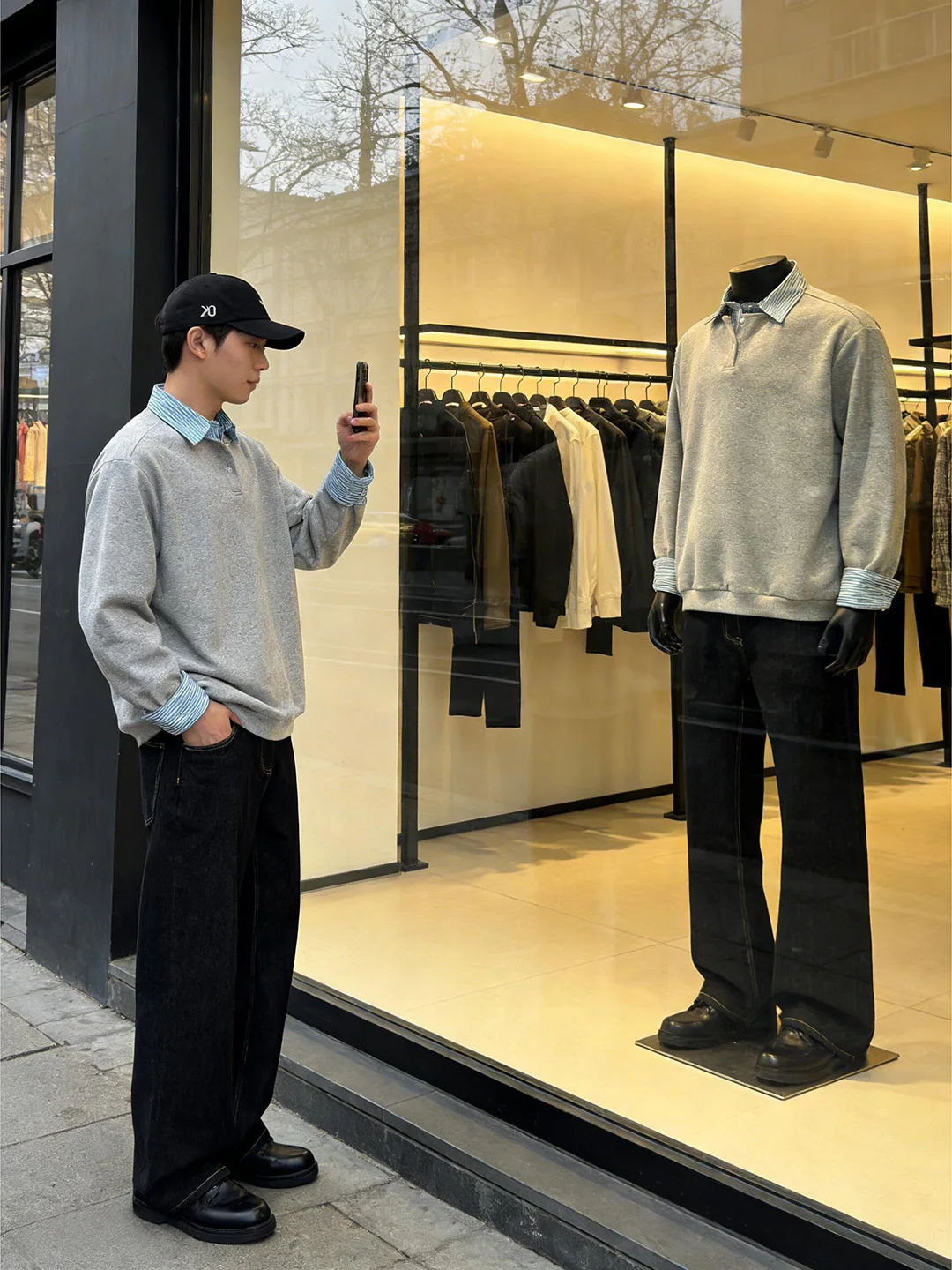 

Мужская толстовка с воротником, длинным рукавом, базовый слой, весенний сезон, плотная, свободного кроя, для повседневной носки