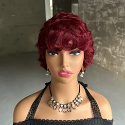 Loose Wave Curly Short Pixie Cut Wigs For Women Human Hair Brazilian Curly Wigs Full Machine Made Pixie Cut Wig