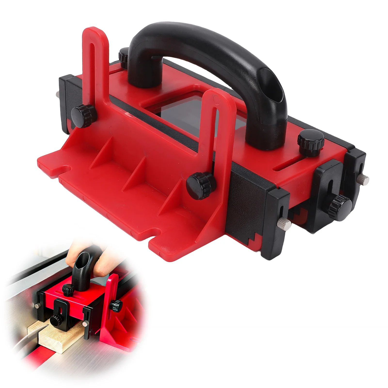 

Router Table Push Block with 4 Non Slip Strips Transparent Window Safe Cutting Woodworking Push Block for Band Saw Jointer