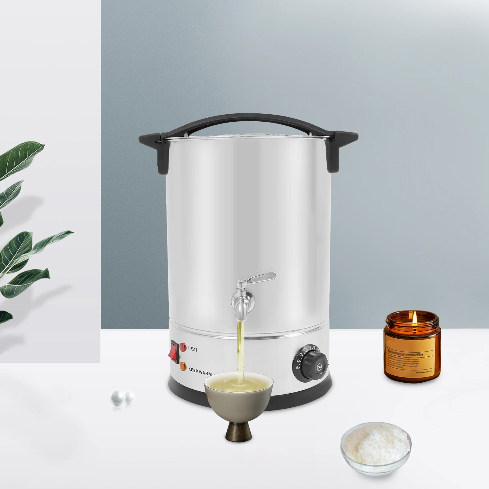 1200 W Electric Wax Melter, 12 L Stainless Steel Wax Melting Pot with Spout, Temperature Range 30℃-110℃, for DIY Candle Making