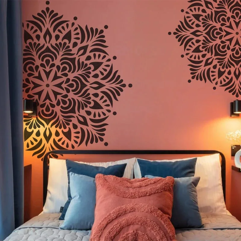 

Потолочный трафарет с мандалой 80-120 см, многоразовый шаблон штукатурки для больших стен/мебели, круглая декоративная живопись