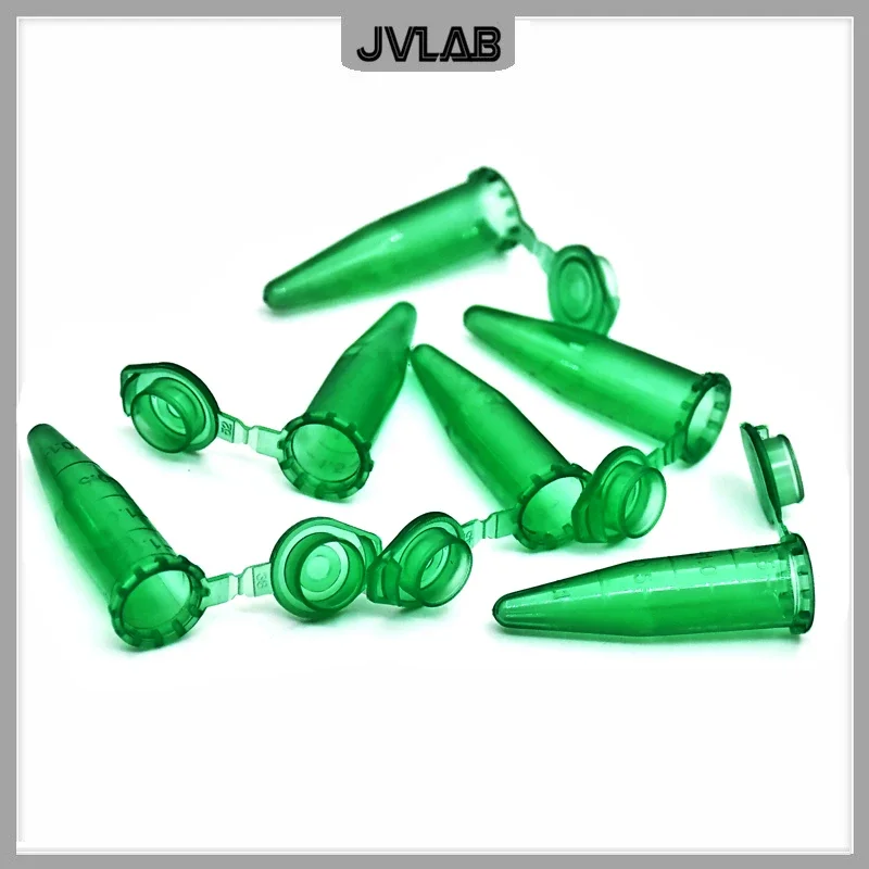 Microtubes Centrifuge Tube 1.5ml Laboratory Centrifugal PCR Tube Bottom Tip Green Color Scale Locked Cover Pack of 500/PK