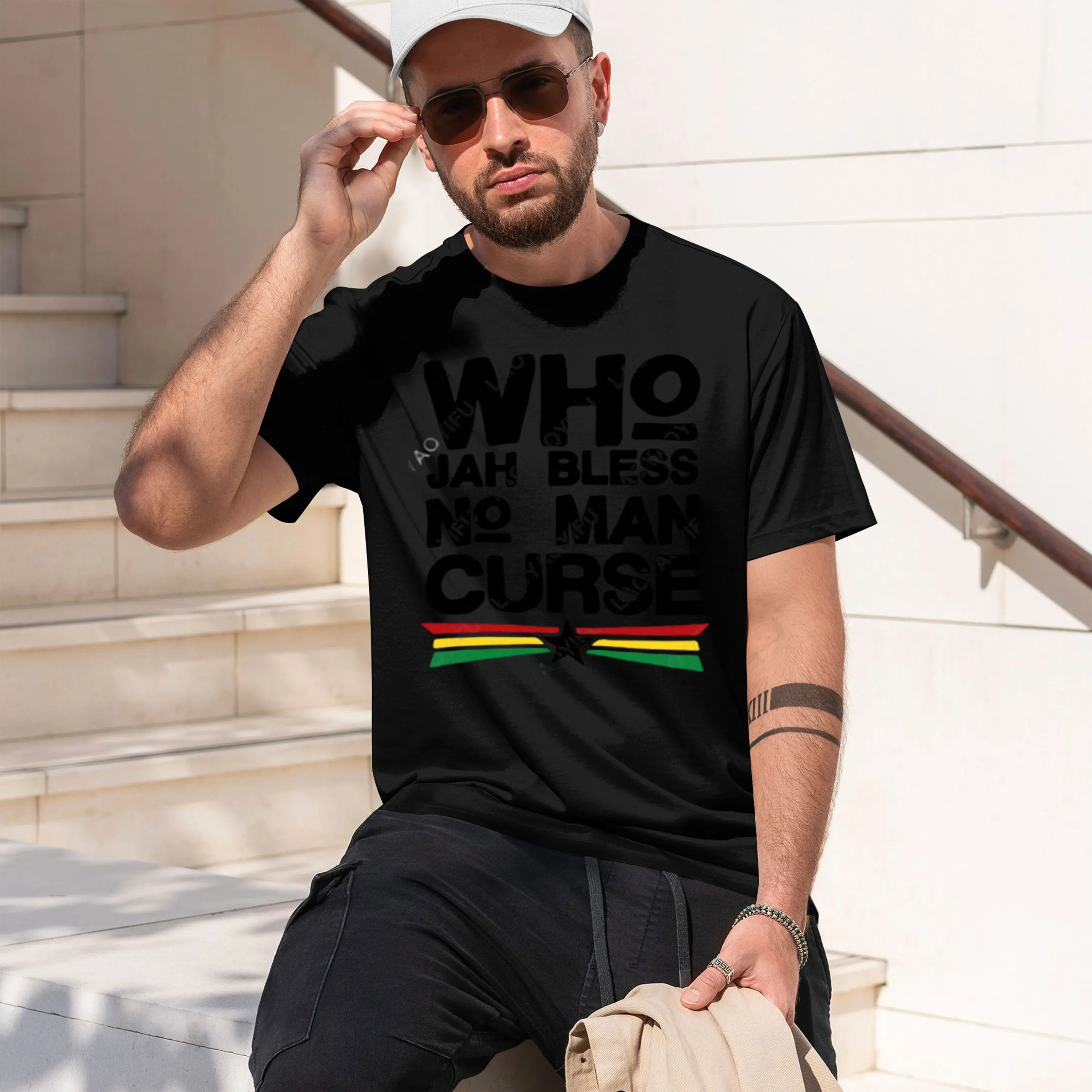 Rasta Style Men's T-Shirt Who Jah Bless No Man Rae Inspired Design Summer Wear Gift For Lovers And Cultural Enthusiasts 2026 New