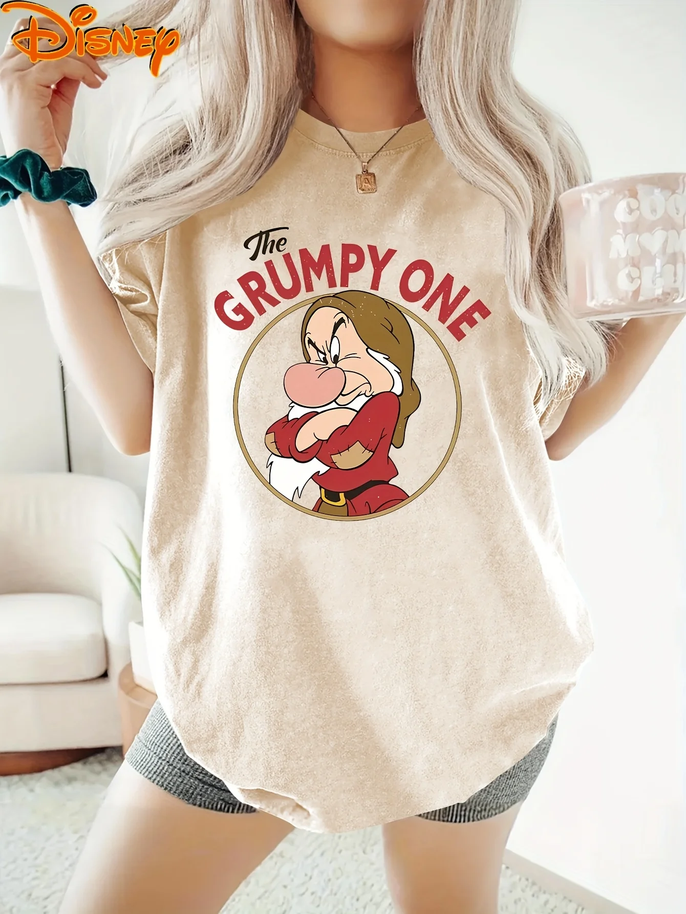 

Women'S Disney Grumpy Dwarf T-Shirt Short Sleeve Round Neck Casual Oversized Clothing Girls Tee Snow White and The Seven Dwarfs