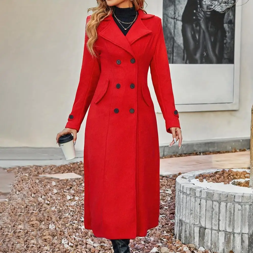 Outono inverno moda feminina duplo breasted casaco de lã feminino longo trench coats senhora jakcet ﻿ Sobretudo