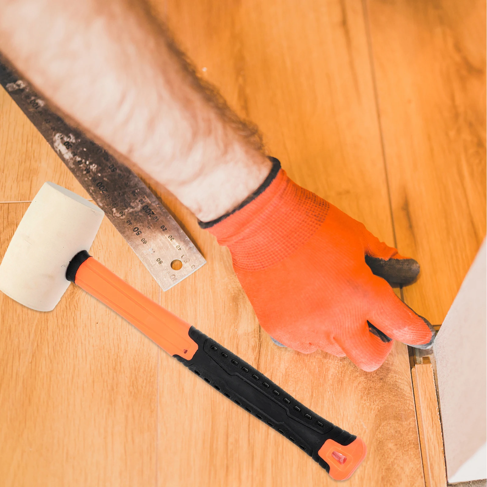 

1Pcs Rubber Mallet Hammer Round Head Non-Slip Anti-Deformation Shock-Resistant Handle for Floor Installation Home Decoration