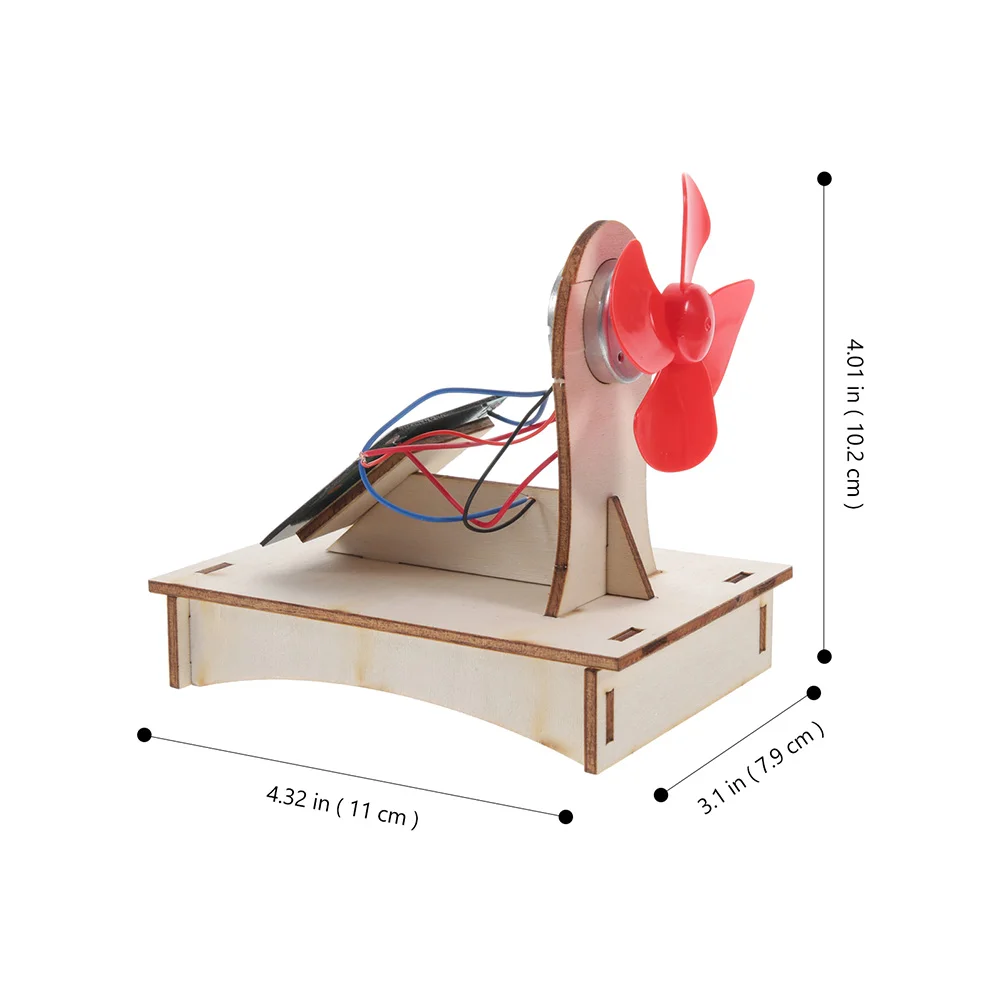 2 Sets of Solar Toy Solar Wooden Assembly Toy Solar Powered Fan Teaching Prop Science Project Toy science project prop