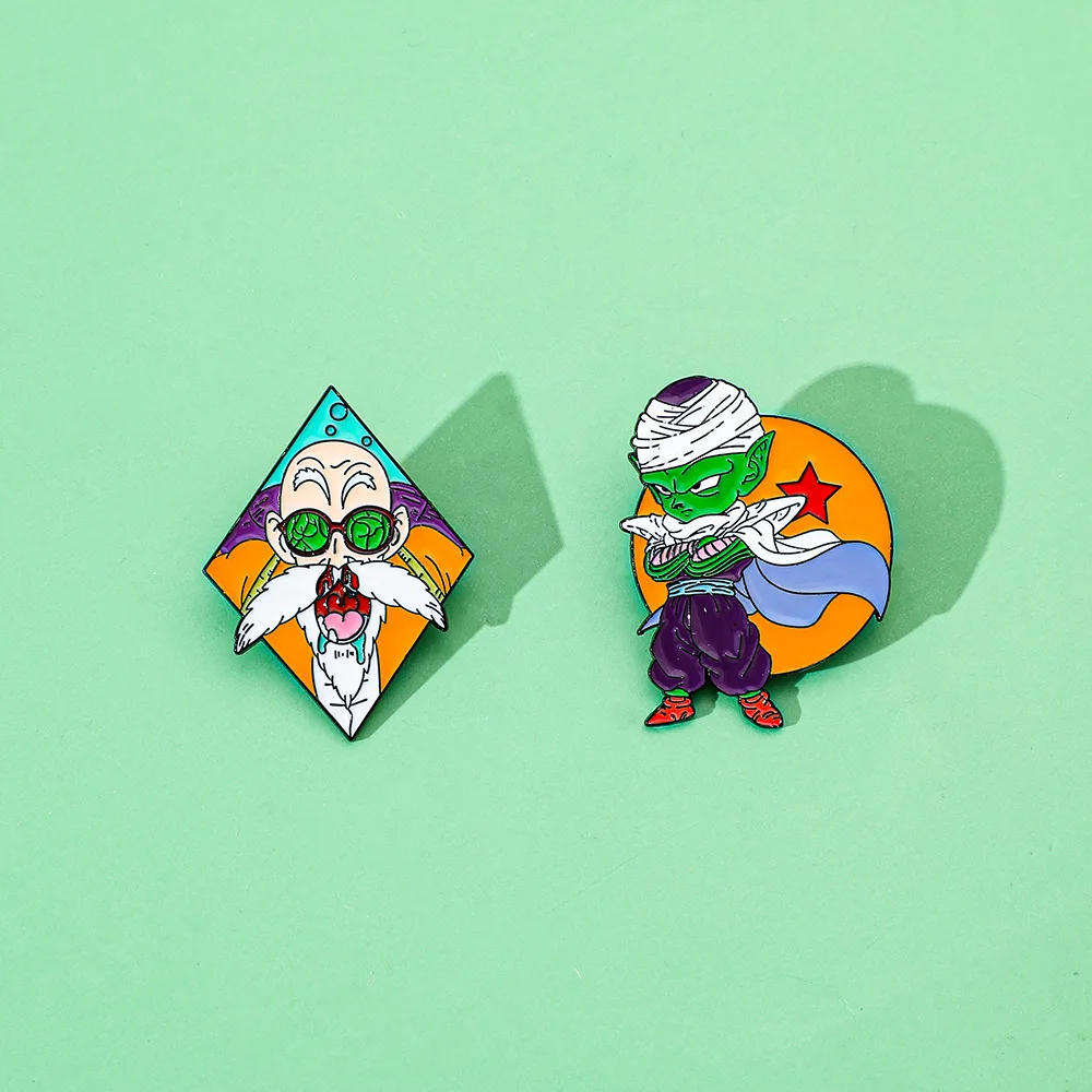 

Dragon Ball Goku Krillin Master Roshi Metal Badges Anime Brooch Creative Fan Collection Pins Decorative Items