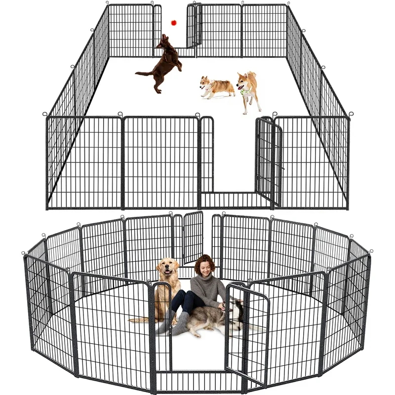 

Dog Playpen Pet Dog Fence Metal Dog Fences 40 inch Height Fence Outdoor Exercise Pen Portable Pet Playpen for RV Camping Yard