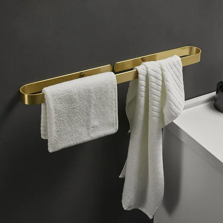 

Bathroom light luxury towel rack bath towel rack towel ring space aluminum bathroom minimalist brushed gold single rod