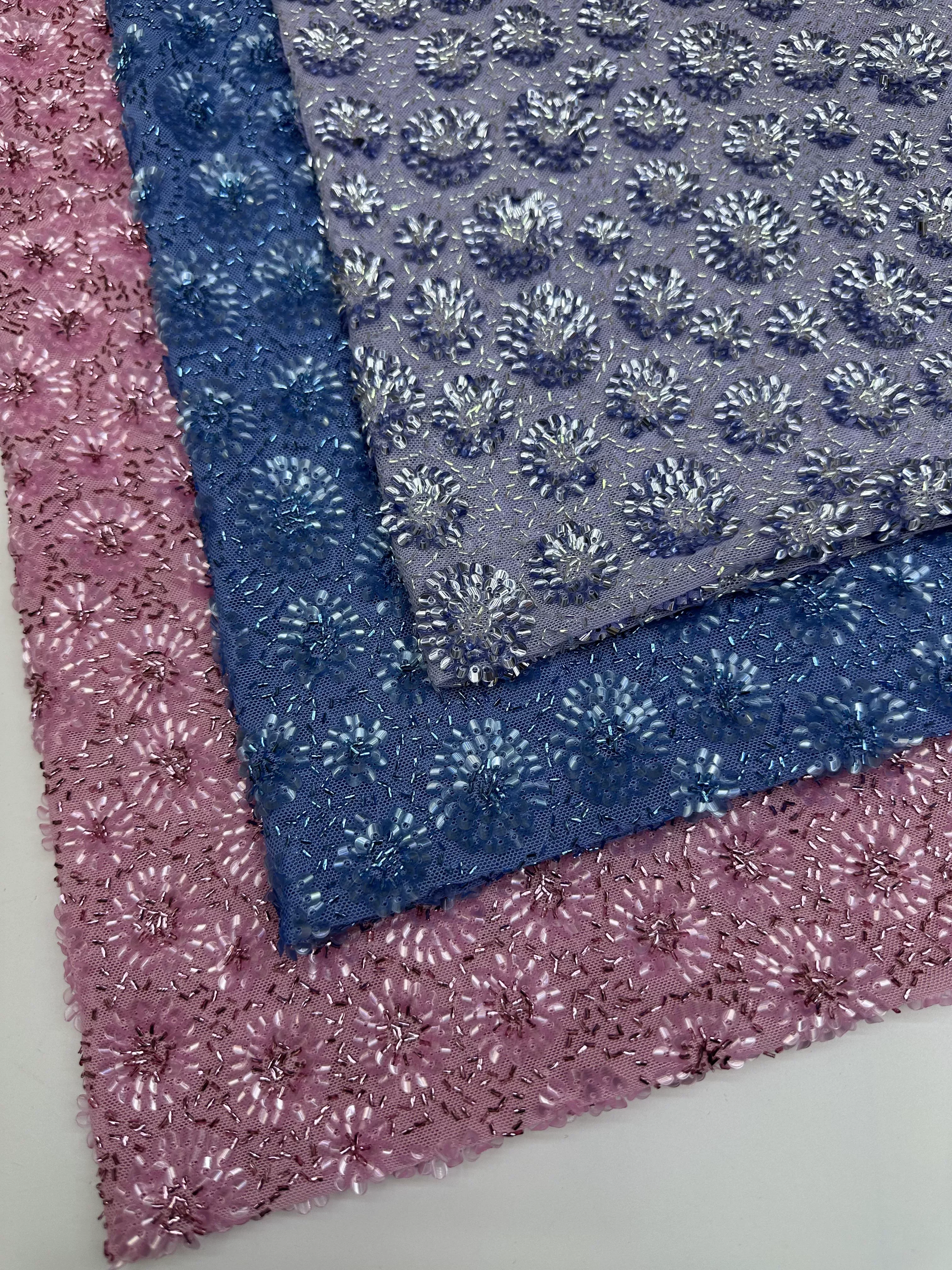 1yard mesh tissu Little Daisies sequins embroidery fabrics for clothing Wedding dresses and formal wear fabric