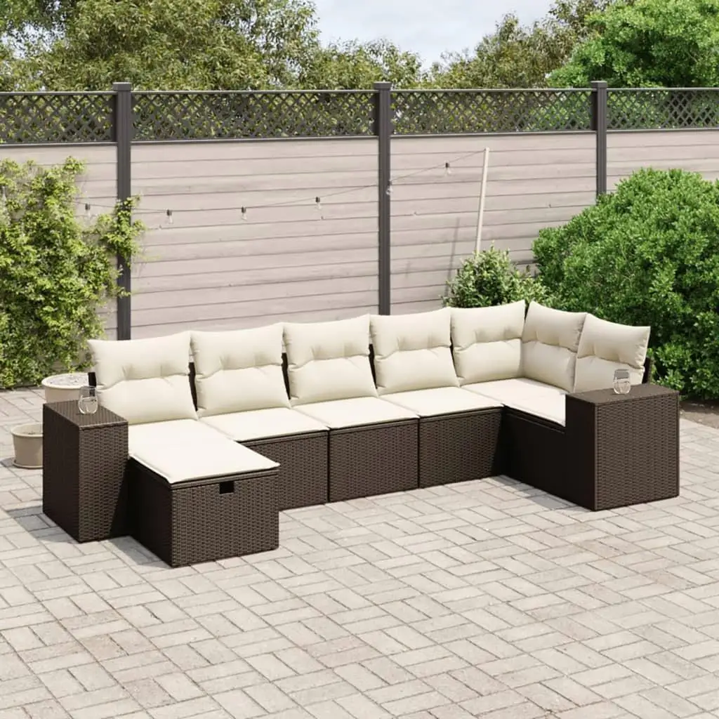 

Garden Sofa Set Brown Poly Rattan Steel Large Modular Outdoor Furniture Stylish Comfortable Seating for Patio Balcony Garden