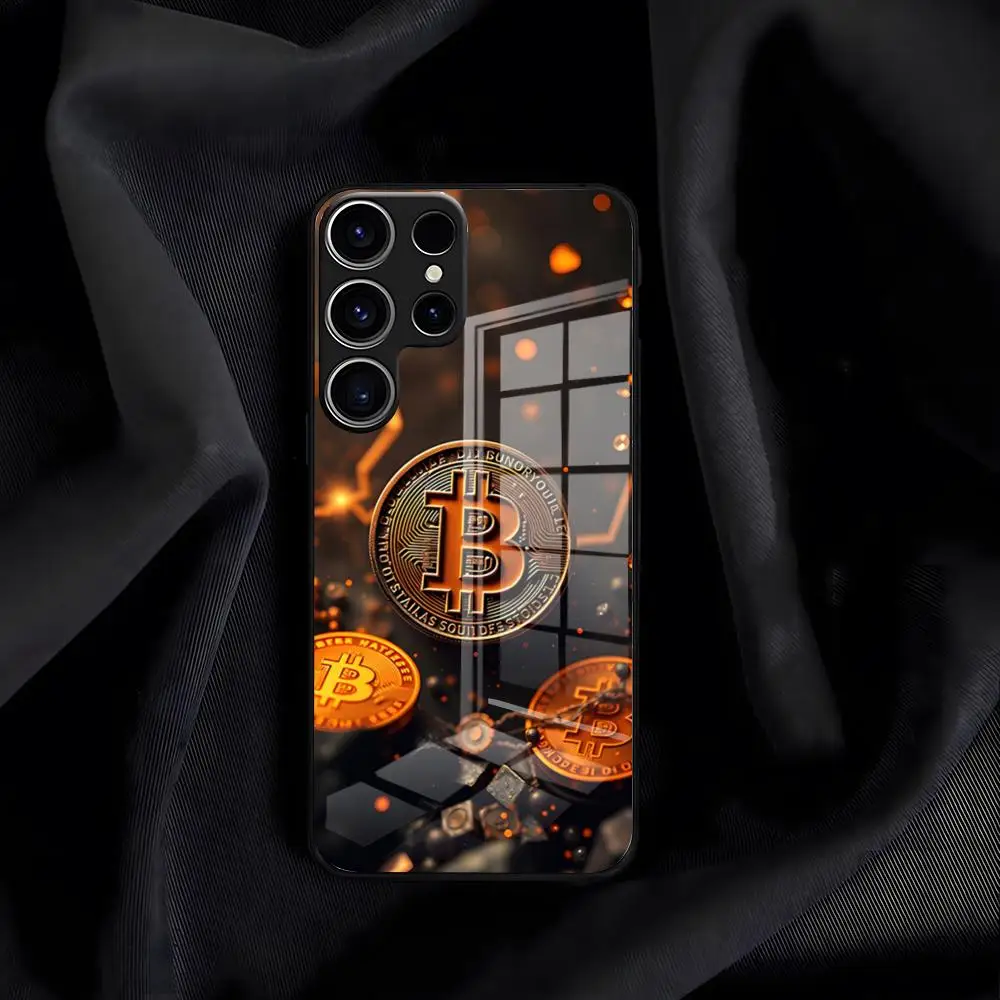 Bitcoin Handyhülle für Samsung S26 S25 Plus S20 S20 Plus S22 Ultra S23 FE S21 Plus S21 Ultra Glasabdeckung