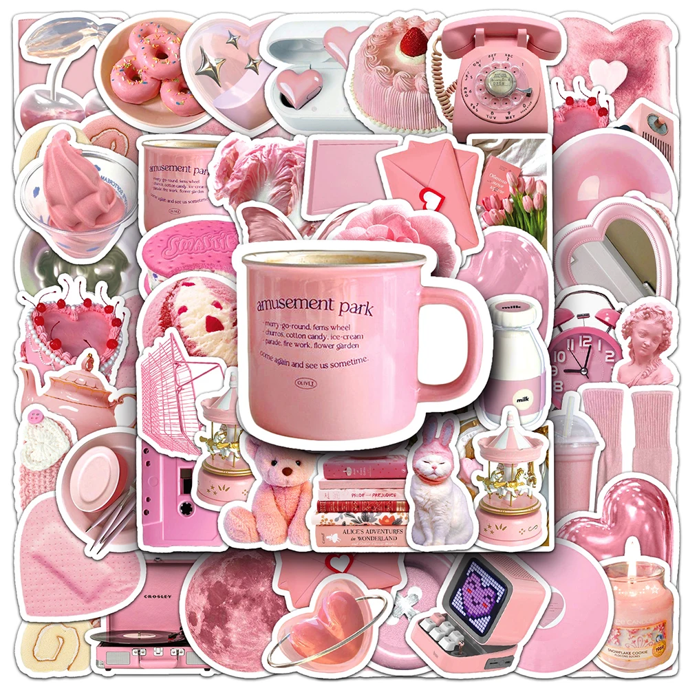 

10/30/50pcs Kawaii Pink Cartoon Stickers Ins Style Girls Sticker Diary Scrapbooking Fridge Guitar Phone Car Laptop Decal Toys