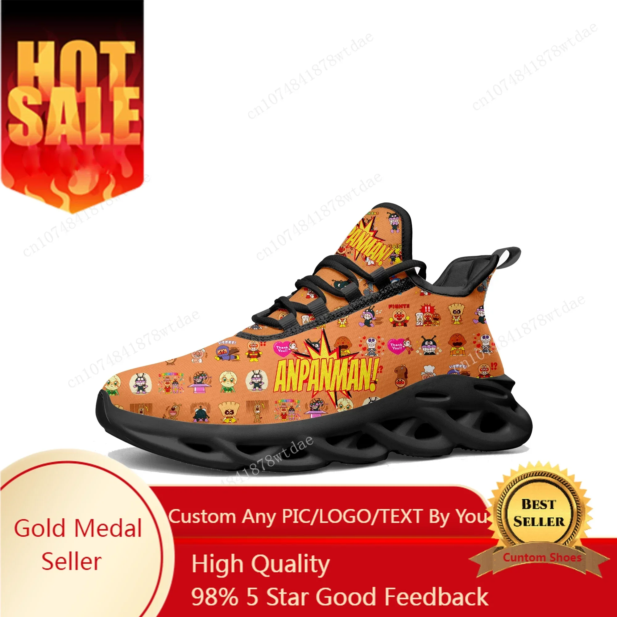 

Anpanman Flats Sneakers Mens Womens Teenager Sports Running Shoes High Quality Japanese Anime Custom Lace Up Mesh Footwear