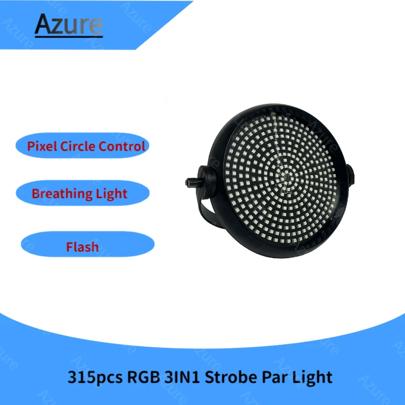 Azure 315pcs RGB 3IN1 Strobe Par Light IP20 Waterproof Disco Flashing Light DMX512 Stage Party Effect Lights For DJ Bar Club KTV