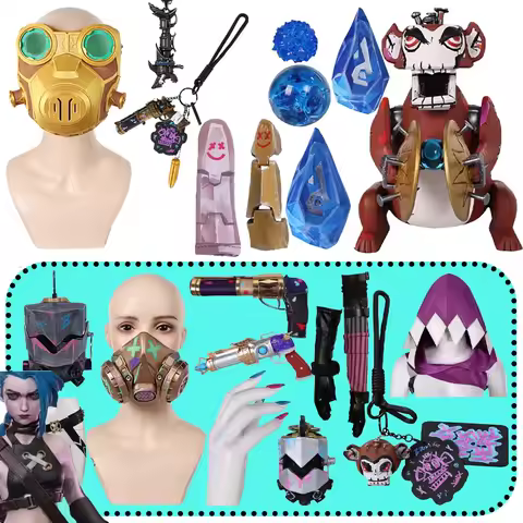 Jinx Weapon Cosplay Keychain Monkey Fingure Finger Covers LOL Necklace Arcane Belt Hat Props Halloween Costume Accessories