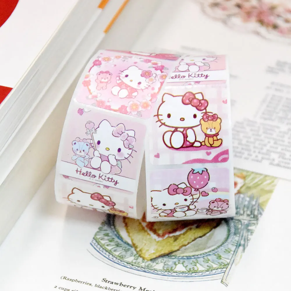 Sanrio Cartoon Sticker Roll/500pcs Cute Cinnamoroll My Melody Kuromi Reward Stickers Student Handbooks Gift Decorative Stickers