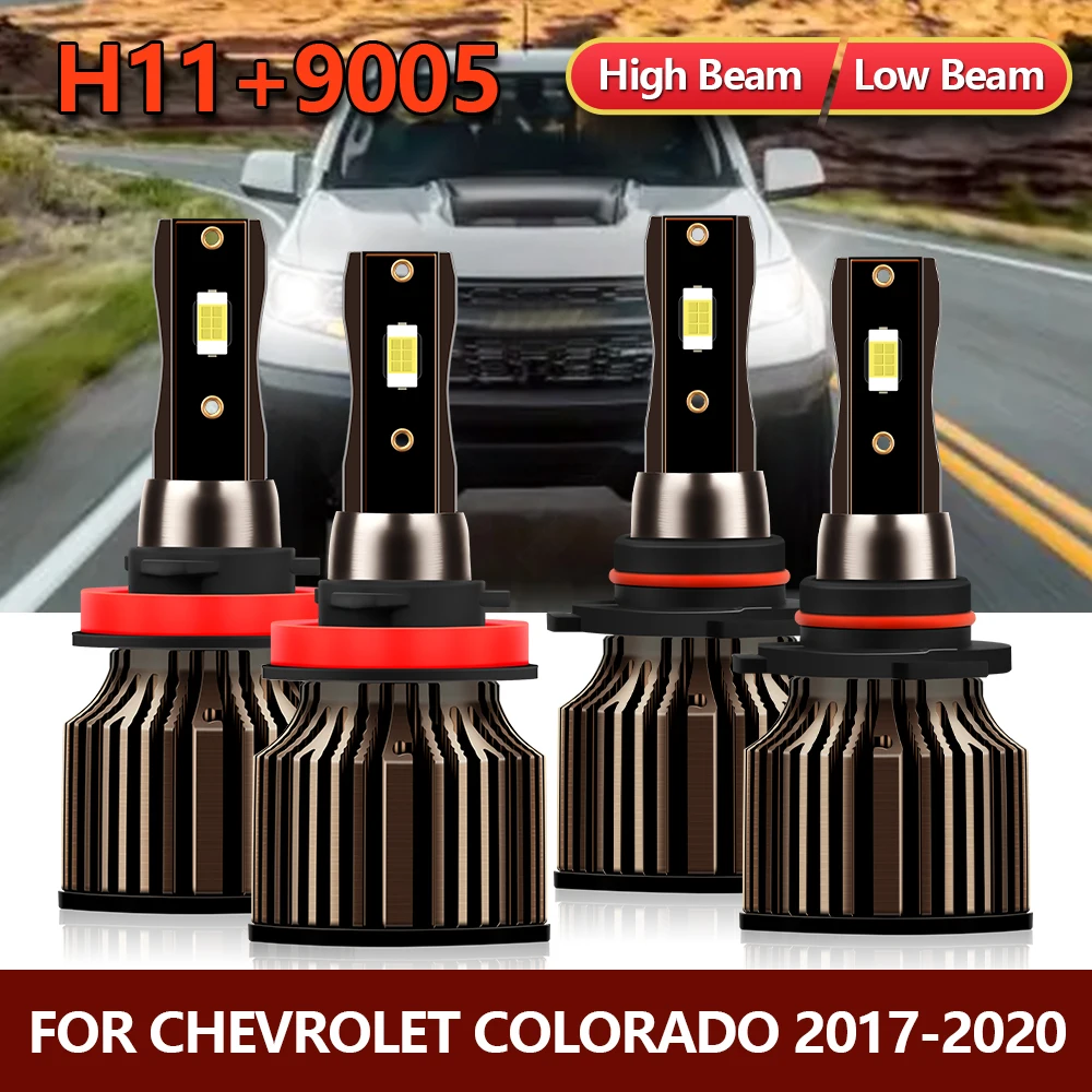 4x LED Bulbs 9005 H11 Headlight High Low Combo Car Lamps Kit Bright White For Chevrolet Colorado 2020 2019 2018 2017