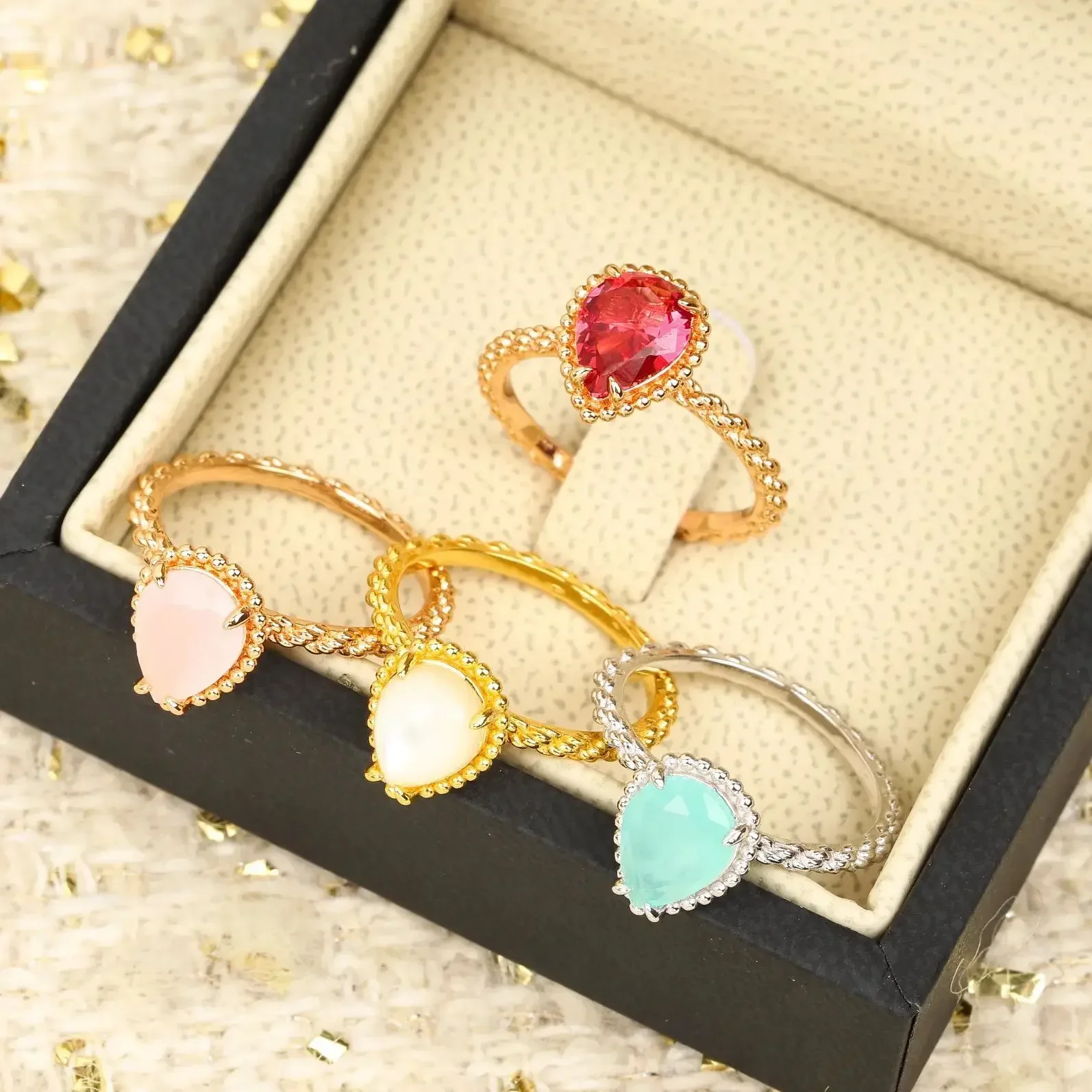 Europe America Designer Brand Colored Gemstone 925 Silver Ring Women Top Quality Luxury Jewelry Trend