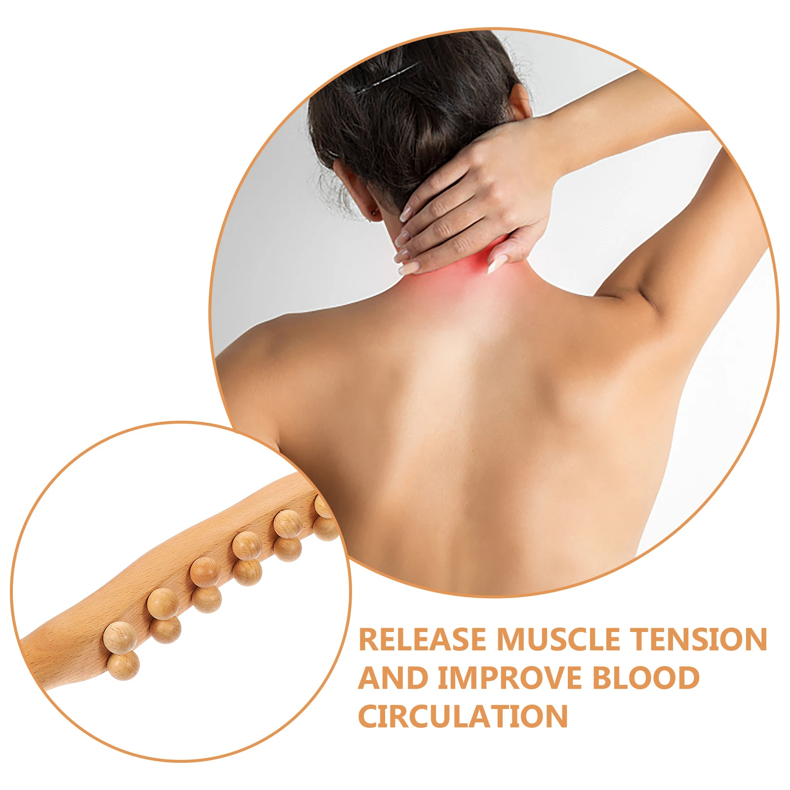 

20 Bead Rolling Stick Wood Massage Tool Round Beads Back Fitness Gua Muscle Meridian Treatment Body Relaxation