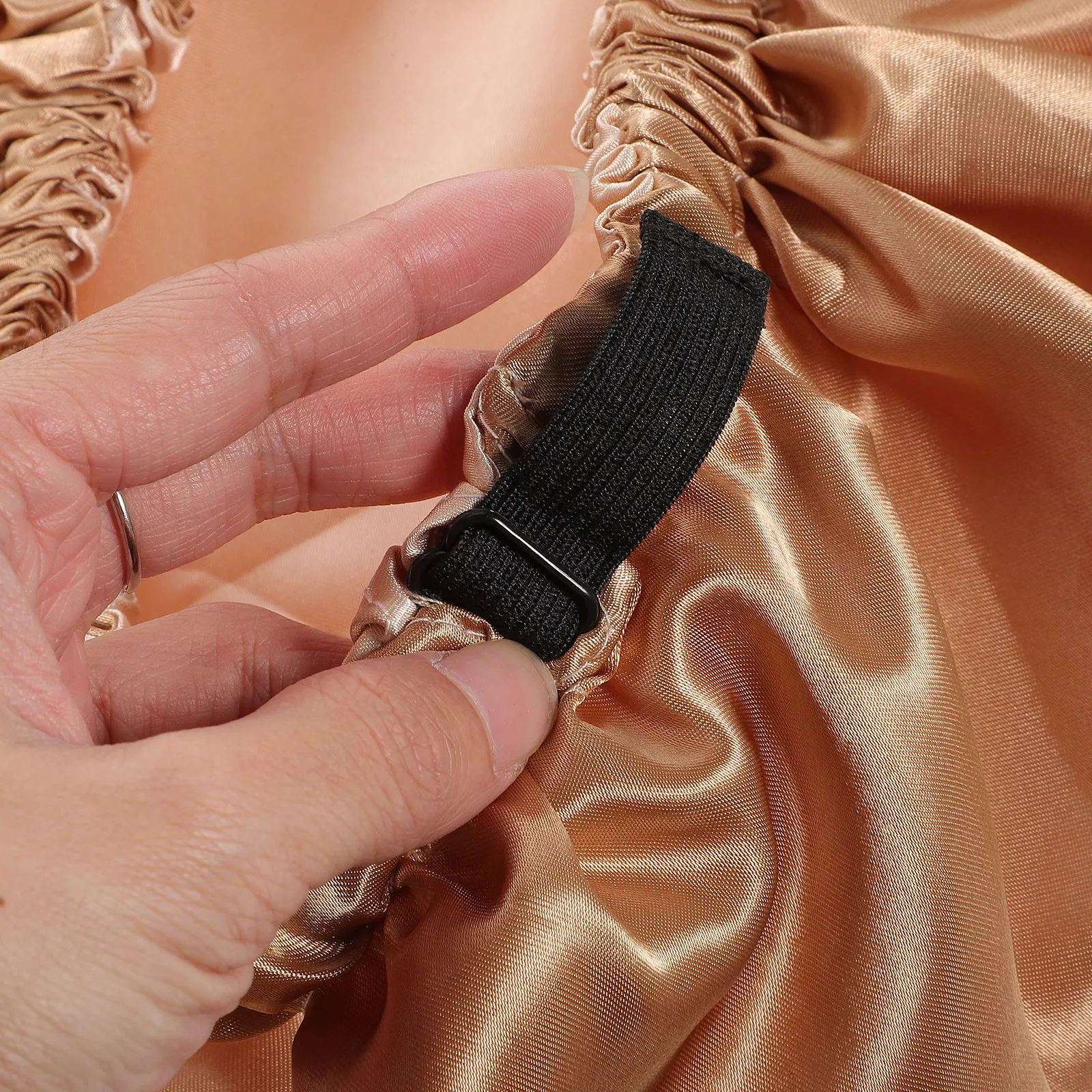 

2Pcs Satin Sleeping Bonnet Adjustable Round Hat Lightweight Hair Cap for Sleeping Spa Shower Moisture Retaining Hair Care