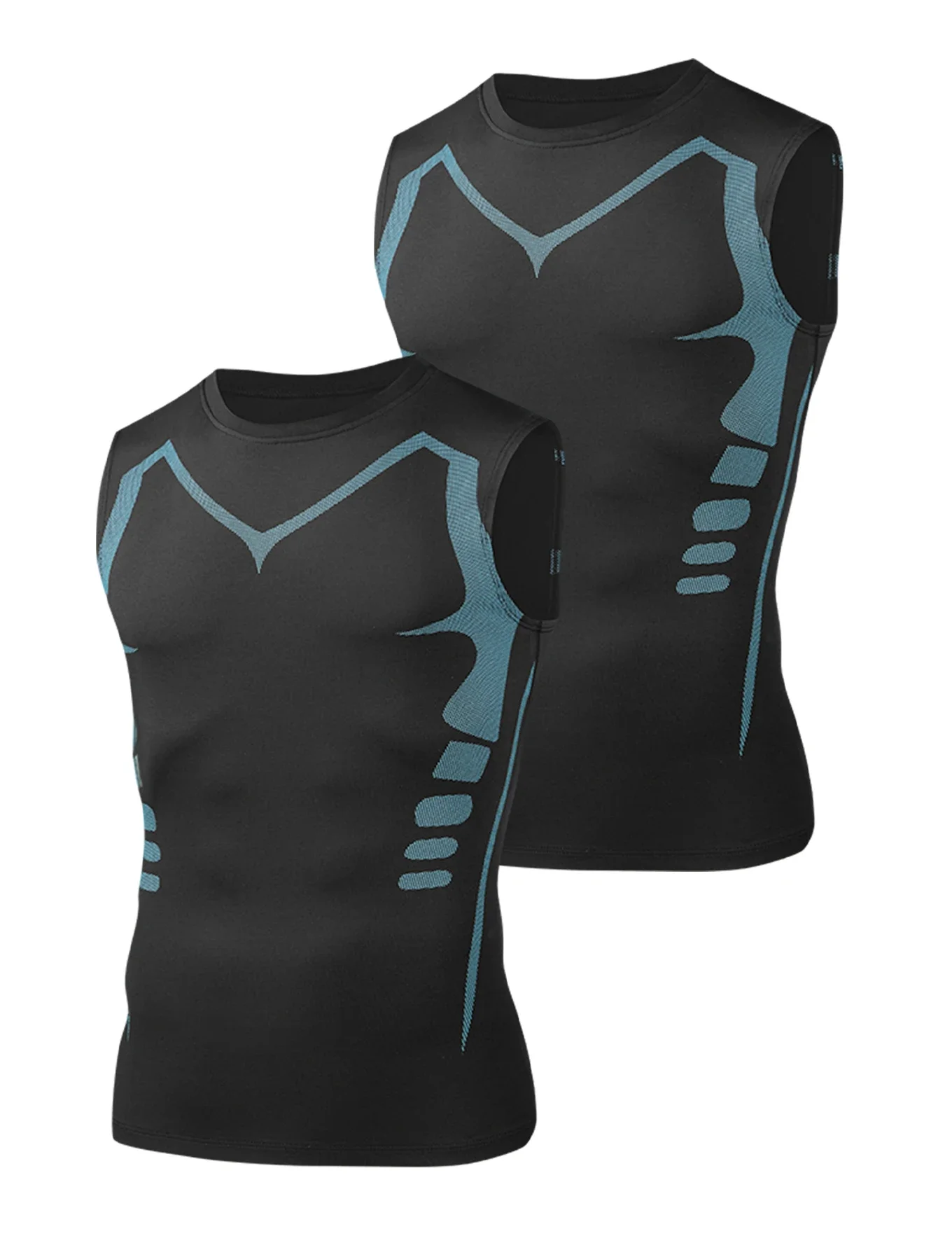 

2 men's quick drying vest, breathable round neck sleeveless compression vest, perfect for sports and fitness training vest