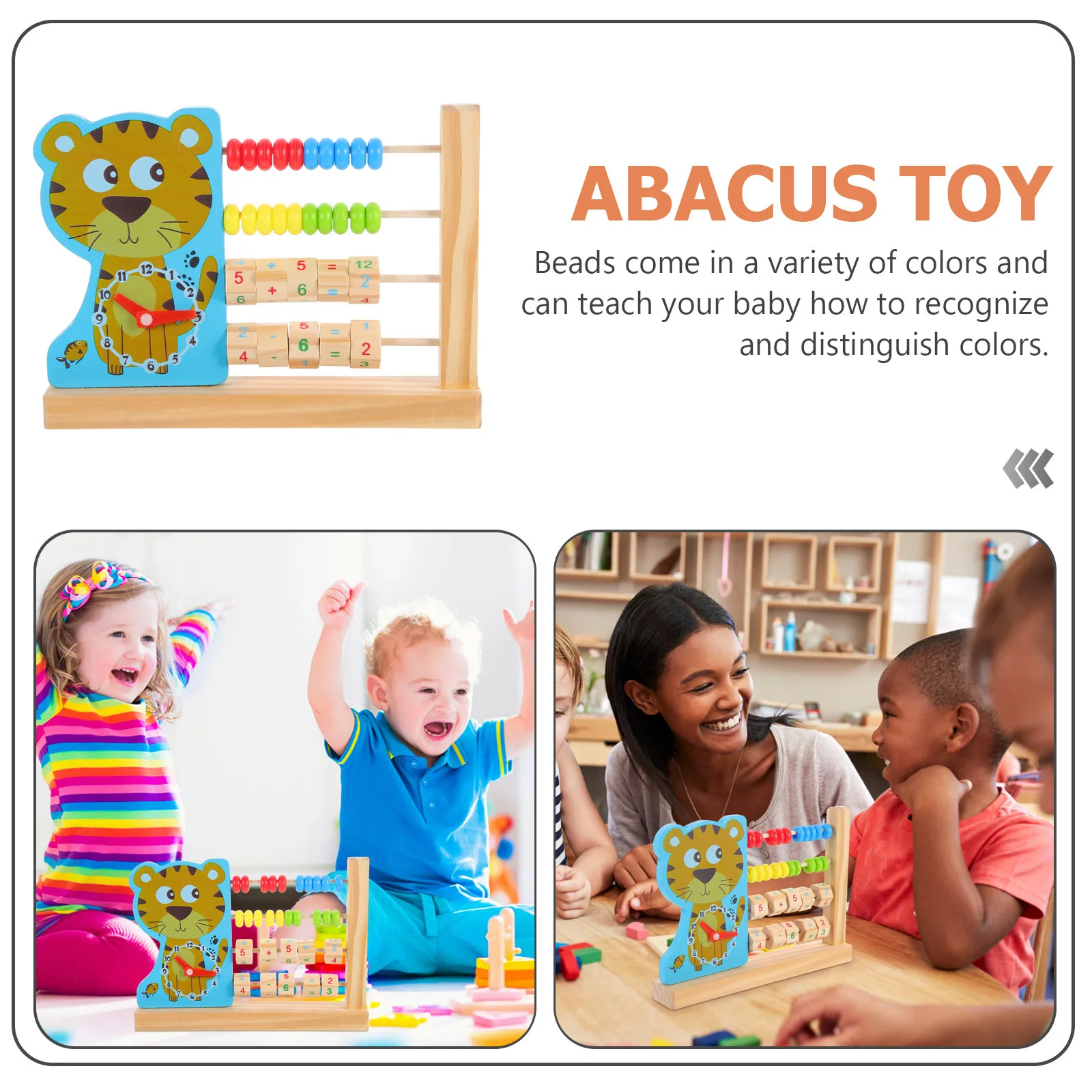 ساعة خشبية ملونة المعداد أداة الحساب التعليمي المبكر للأطفال الرياضيات الإدراك العد تعلم تحسين الذاكرة #1