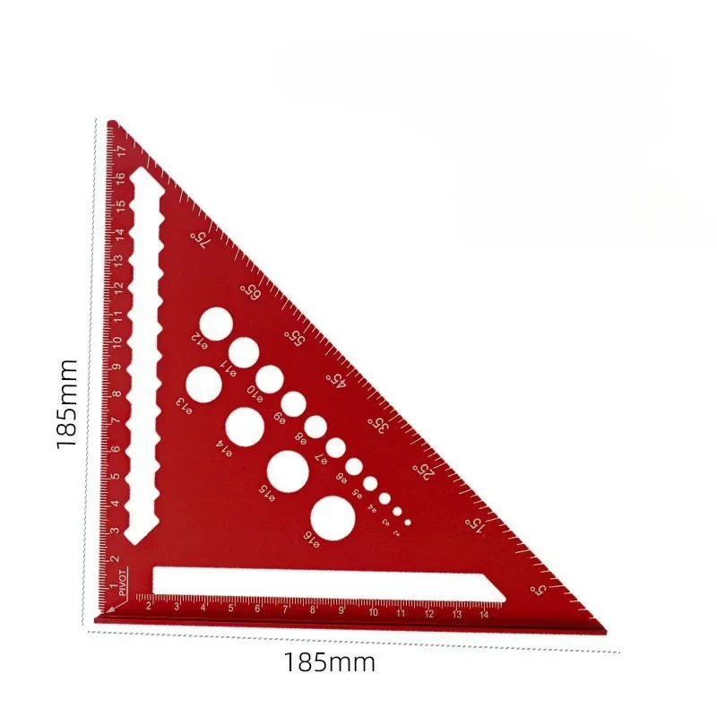 7inch Metric Triangle Ruler Aluminum Alloy Angle Protractor Speed Metric Square Measuring Ruler for Woodworker Carpenter Tool