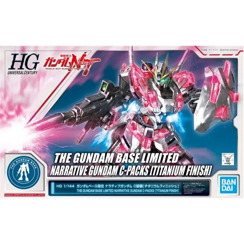 Bandai Gundam Model Kit Anime Figure Model HGUC 1/144 Narrative C-Packs Titanium Finish Gunpla Action Figure Toys for Children