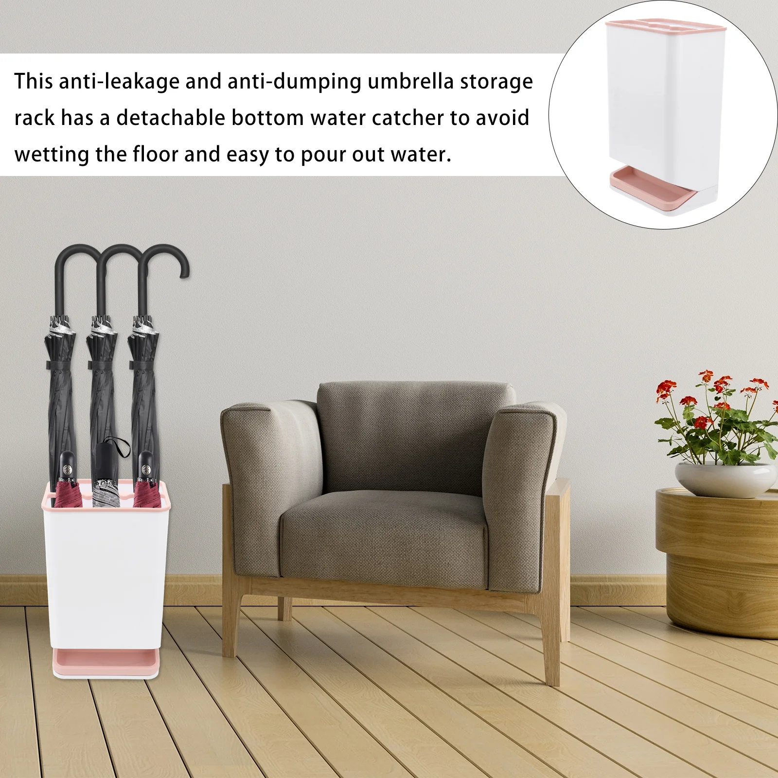 

Umbrella Storage Rack Rainproof Stand With Detachable Water Collector For Long Folding Umbrellas Holder Organizer Home