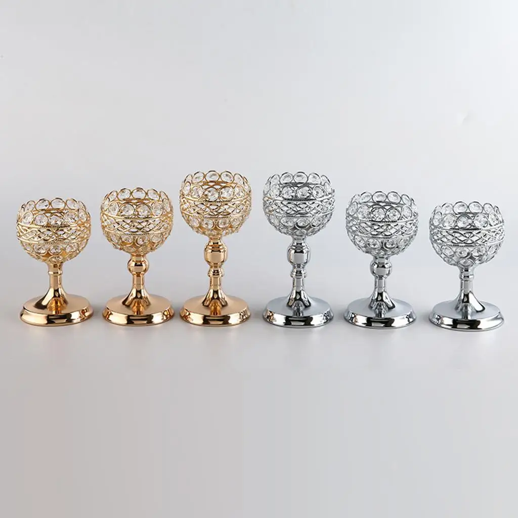 Crystal Candle Holder Metal Votive Pillar Candlestick Candelabrum Wedding Party Ceremony Dining Room Table Centerpiece Decor