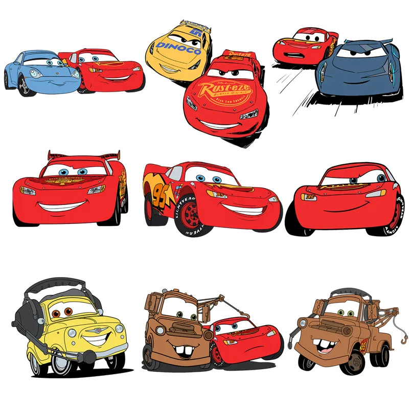 Samochód Pixar Lightning McQueen śliczne naszywki na ubrania naklejki termotransferowe DIY koszulka dziecięca żelazko na kobiet aplikacja