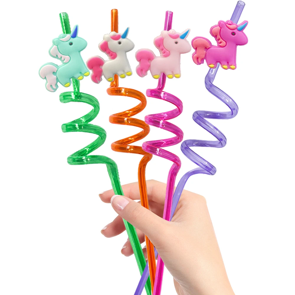 8PCS Rainbow Unicorn Little Mary Cartoon Straw Animal party gift, słomkowy napój koktajlowy wielokrotnego użytku, słomkowy prezent na imprezę