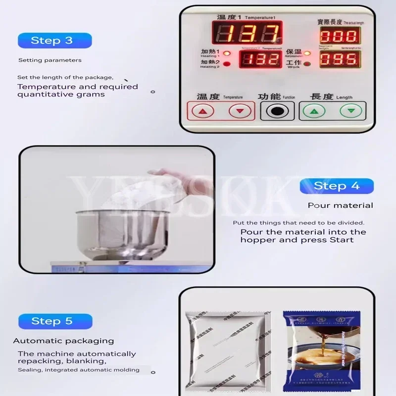 110v/220v/1 —— 50g Dosagem automática e máquina de embalagem de saquinhos de chá Máquina de pesagem automática enchimento de pó