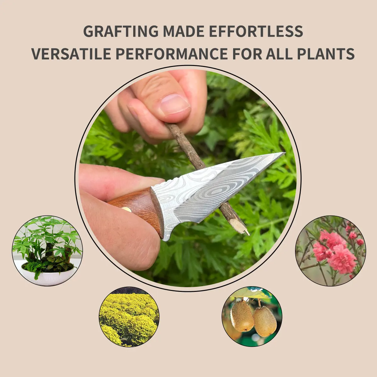 Wooden Handle Grafting Knife with Leather Shell, Suitable for Garden Grafting/unpacking, Etc. Solid Wood Handle Garden Hand Tool