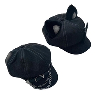 Punk Chain Belt Hat for Women Cool Beret Hat Millenniums Chauffeur Hat Elegant Newsboys Caps Eye Catching Dome Painter Hat