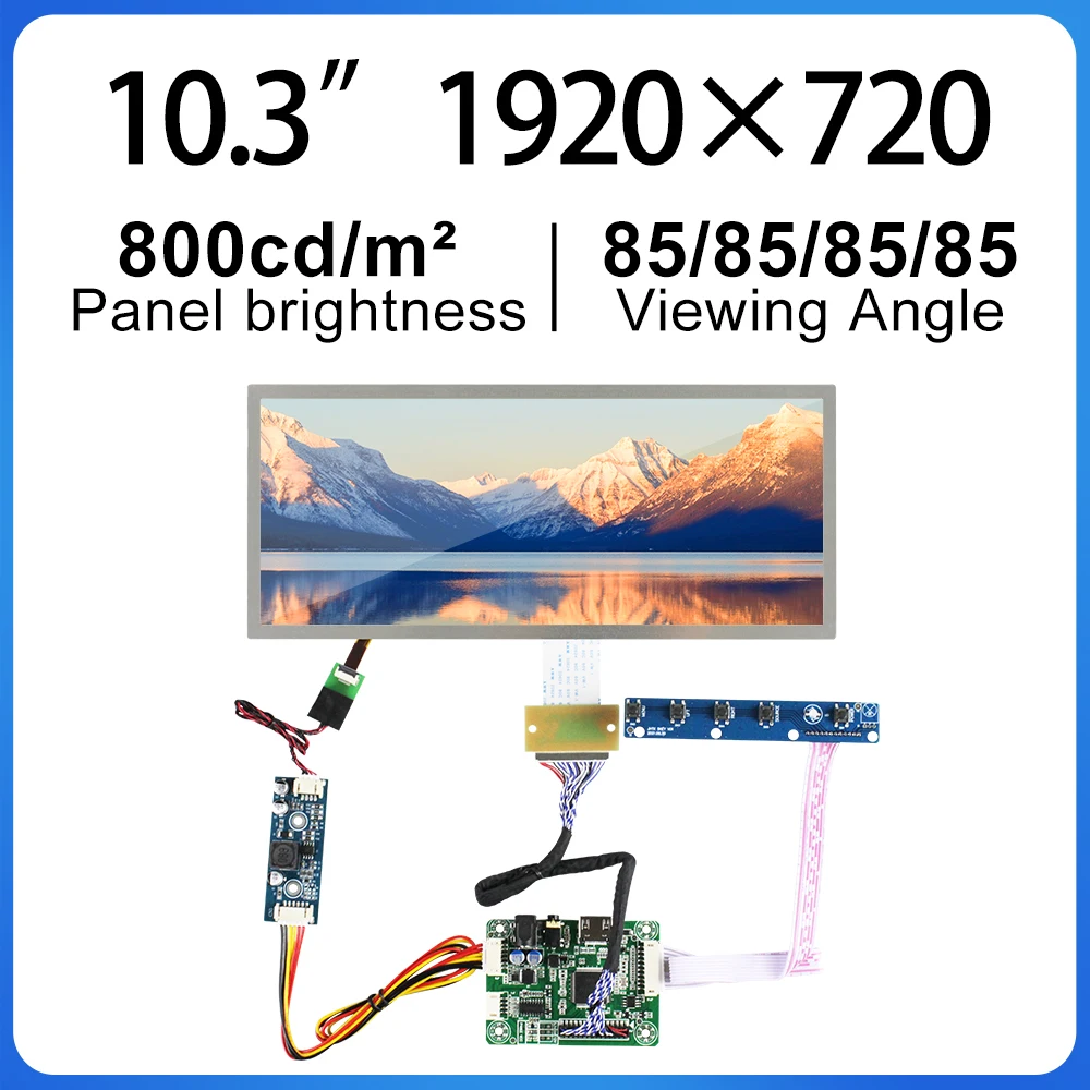 

10.3 Inch 50 Pins LVDS TTL LCD Module DJ103IA-03B Strip Screen 1920*720 Brightness 800 For PC Secondary Display Car Recorder New